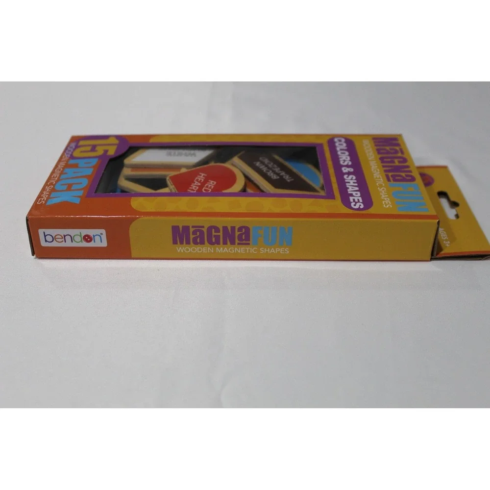 Bendon MagnaFun Wooden Magnetic Shapes 15 Pack Colors and Shapes Educational Toy